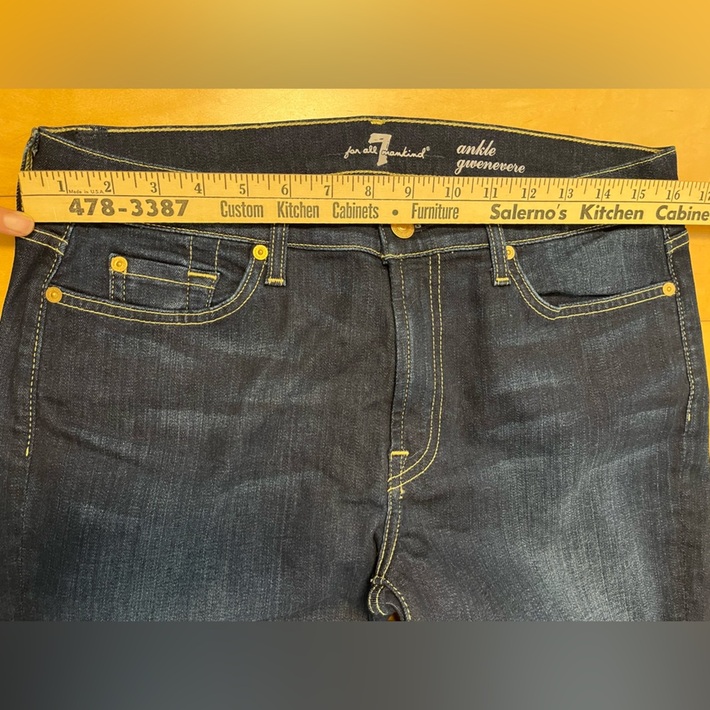NWOT - 7 For All Mankind “Ankle Gwenevere” Style Dark Indigo Skinny Jeans- Sz 32 - Picture 7 of 9